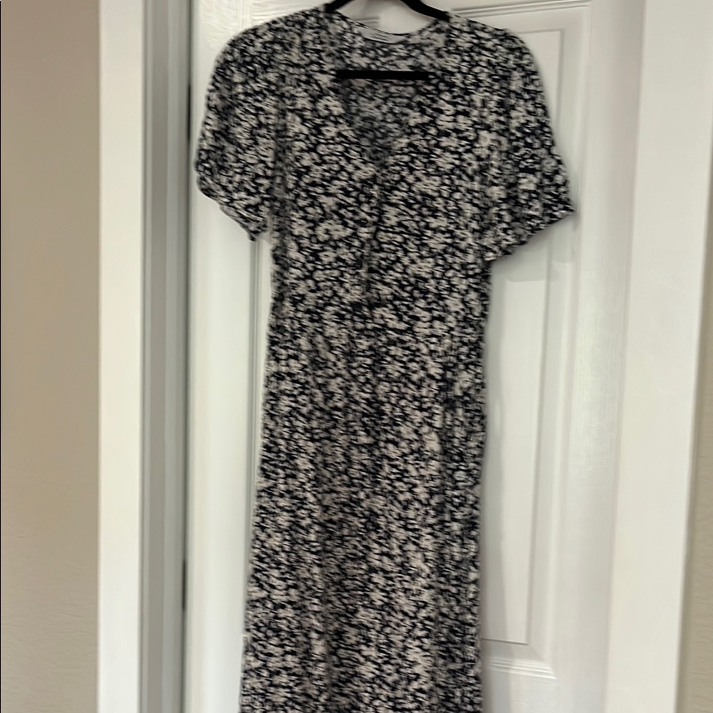 & Other Stories Navy andWhite V-Neck Midi Sundress